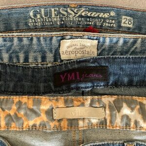 Lot of 4 Jeans. YMI, Joe’s, Aeropostale, Hue Blue, Denim Jeans. 5, 5/6,Small, 26